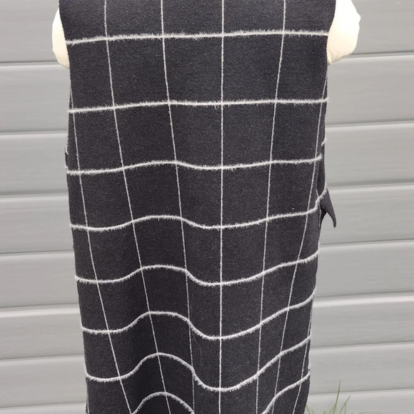 NWOT Anthropologie Quinn Windowpane Vest One size Black - Picture 3 of 8